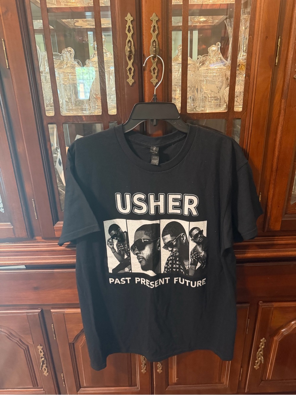 Usher Black Graphic Tee with White Photo Panels